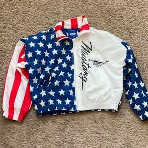 Women’s Forever 21 Ford Mustang American Flag Zip Up Windbreaker